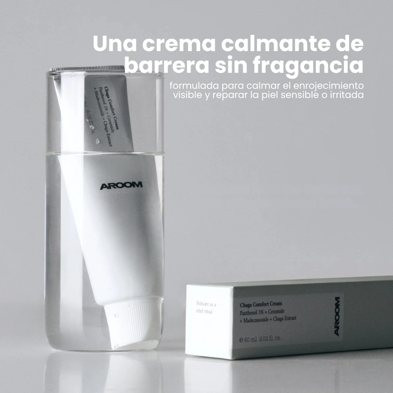 CREMA CALMANTE COREANA Y VEGANA PARA PIELES SENSIBLES CHAGA COMFORT MARCA AROOM - 60ML - 2