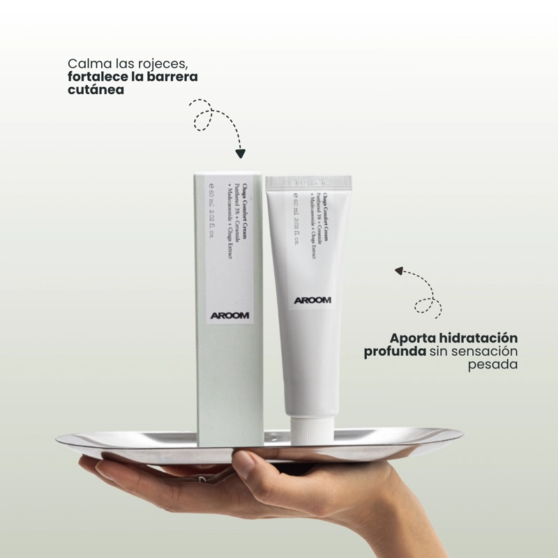 CREMA CALMANTE COREANA Y VEGANA PARA PIELES SENSIBLES CHAGA COMFORT MARCA AROOM - 60ML - 3