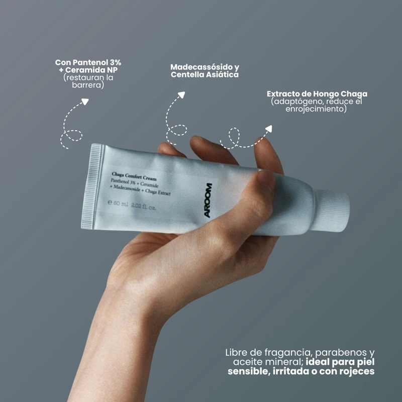 CREMA CALMANTE COREANA Y VEGANA PARA PIELES SENSIBLES CHAGA COMFORT MARCA AROOM - 60ML - 4