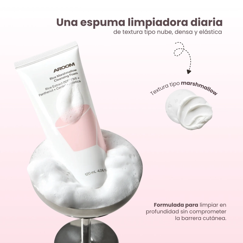 ESPUMA LIMPIADORA COREANA SUAVE CON ARROZ Y CENTELLA MARCA AROOM  - 120ML - 2