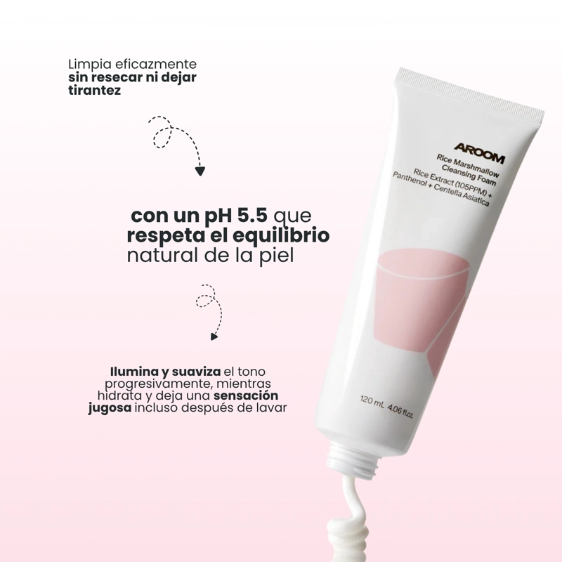 ESPUMA LIMPIADORA COREANA SUAVE CON ARROZ Y CENTELLA MARCA AROOM  - 120ML - 3