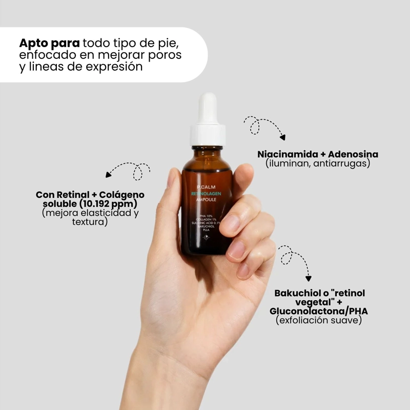 AMPOLLA RETINOLAGEN: RETINAL + COLAGENO VEGANO ANTIEDAD MEJORA TEXTURA DE LA PIEL P.CALM - 30ML - 4