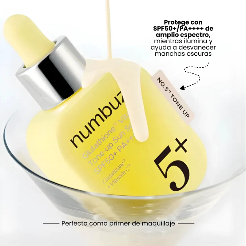 SERUM SOLAR NO.5 NUMBUZIN PROTECTOR SOLAR ILUMINADOR HIDRATANTE CON GLUTATION - 30ML - 3