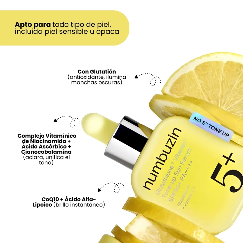 SERUM SOLAR NO.5 NUMBUZIN PROTECTOR SOLAR ILUMINADOR HIDRATANTE CON GLUTATION - 30ML - 4