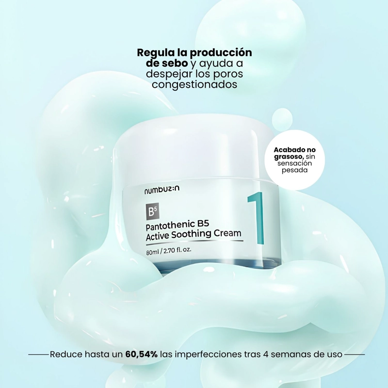 CREMA NO.1 NUMBUZIN CALMANTE SEBORREGULADORA HIDRATANTE CON ACIDO PANTOTE NICO - 80ML - 3