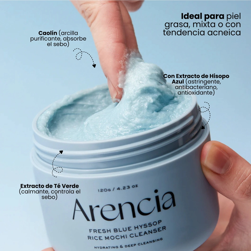 LIMPIADOR TEXTURA MOCHI DE ARCILLA COREANO MARCA ARENCIA BLUE HYSSOP - 120G - 4