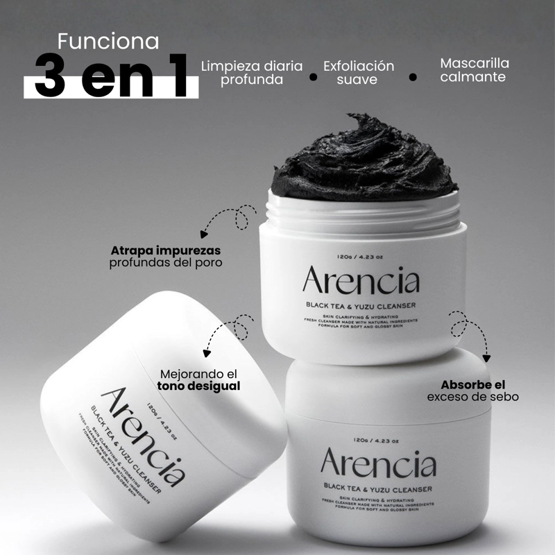 LIMPIADOR TEXTURA MOCHI DETOX CON CARBON + ARCILLA + TE  COREANO MARCA ARENCIA - 120G - 3