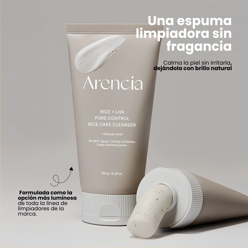 ESPUMA LIMPIADORA DE ARROZ PARA EL CONTROL DE POROS CON LHA MARCA ARENCIA - 150G - 2