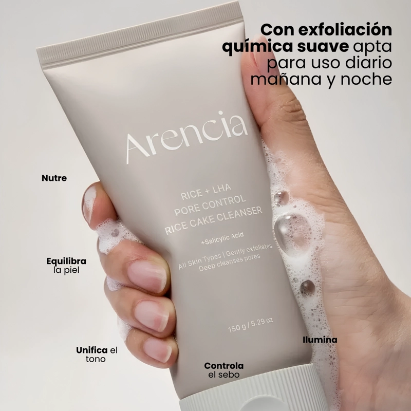 ESPUMA LIMPIADORA DE ARROZ PARA EL CONTROL DE POROS CON LHA MARCA ARENCIA - 150G - 3