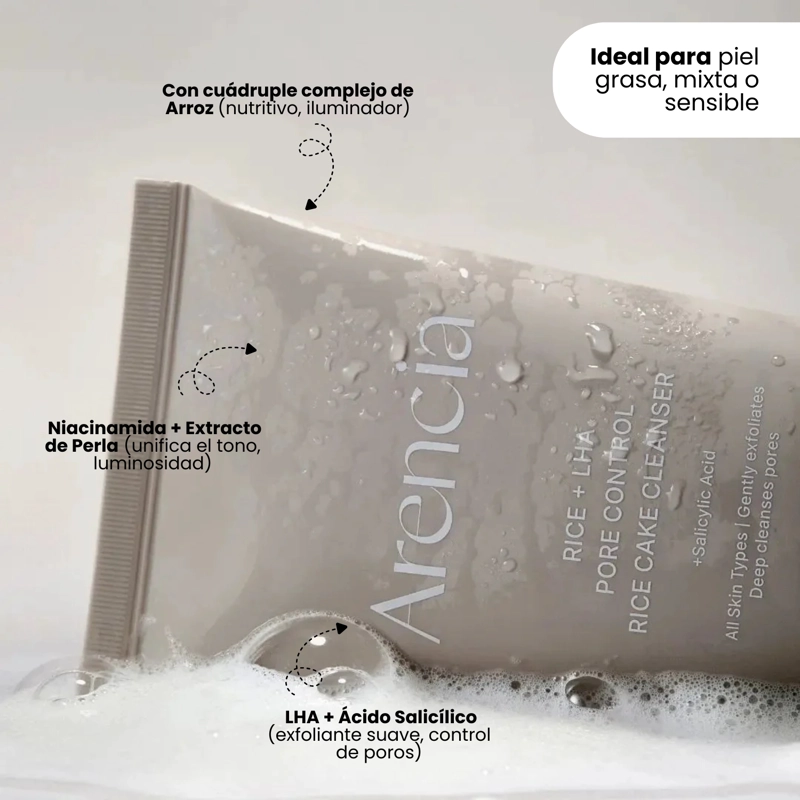 ESPUMA LIMPIADORA DE ARROZ PARA EL CONTROL DE POROS CON LHA MARCA ARENCIA - 150G - 4
