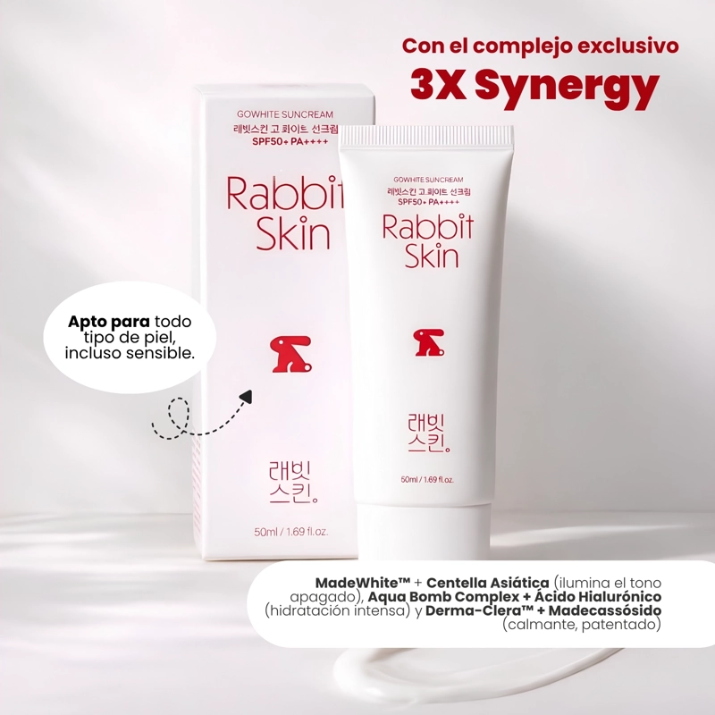 RABBITSKIN GO WHITE SUN CREAM SPF50 PROTECTOR SOLAR COREANO TONO-UP - 50ML - 4