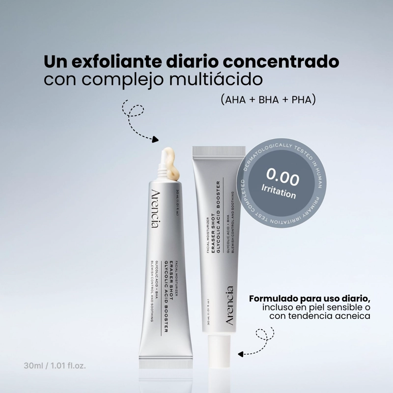 TRATAMIENTO CONCENTRADO DE ACIDO GLICOLICO PARA POROS Y OLEOSIDAD MARCA ARENCIA - 30ML - 2