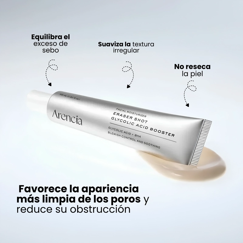 TRATAMIENTO CONCENTRADO DE ACIDO GLICOLICO PARA POROS Y OLEOSIDAD MARCA ARENCIA - 30ML - 3