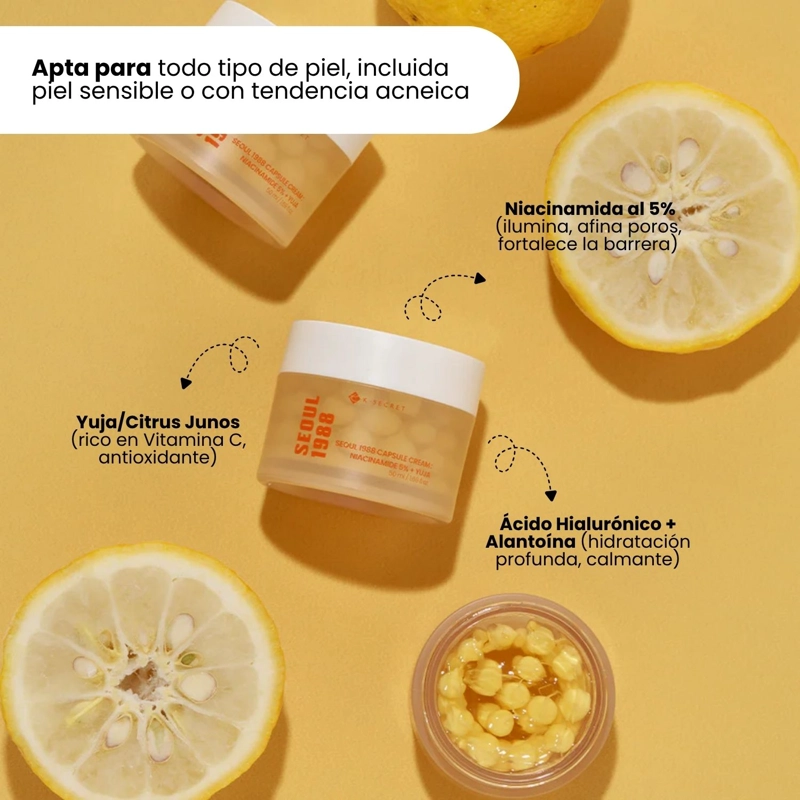 CREMA DE CAPSULA ILUMINADORA CON AGUA DE ESPINO AMARILLO K NIACINAMIDA 5% YUJA KSECRET - 50ML - 4