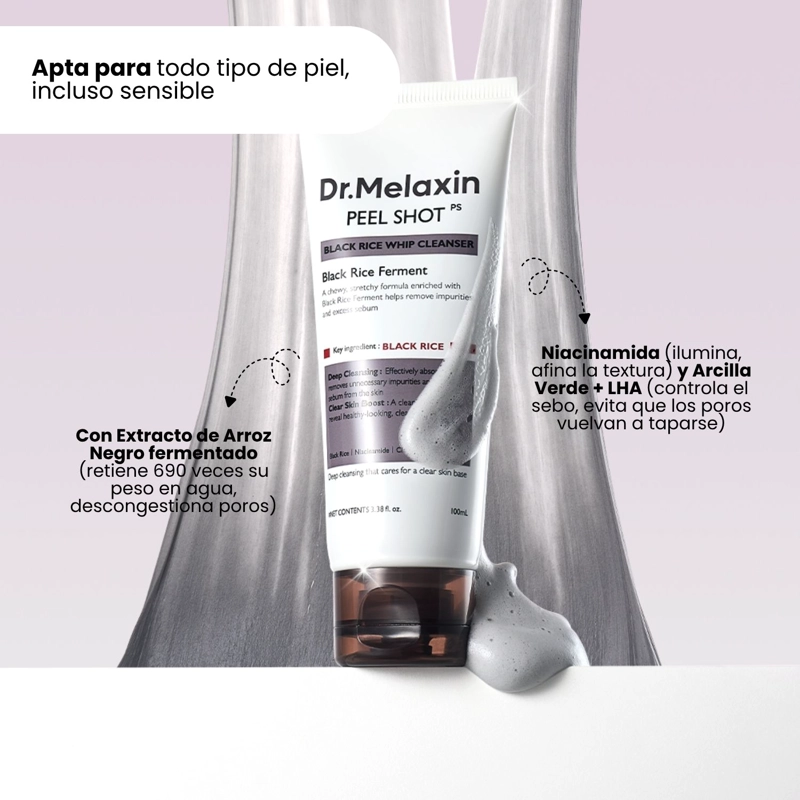 LIMPIADOR ESPUMA PARA POROS CON CARBON, TRIPLE ARCILLA Y LHA DR.MELAXIN 100ML - 4