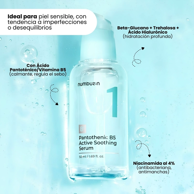 SERUM NO.1 NUMBUZIN HIDRATANTE CALMANTE CON ACIDO HIALURONICO Y PANTOTENOL - 50ML - 4