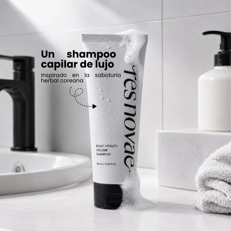 SHAMPOO COREANO VOLUMINIZADOR CON PE PTIDOS Y EXTRACTOS BOTANICOS RESNOVAE - 100ML - 2