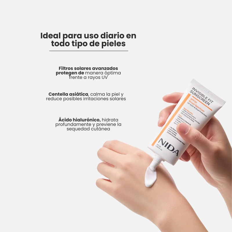 NIDA PROTECTOR SOLAR INVISIBLE SPF50+ ANTIOXIDANTE HIDRATANTE - 50ML - 4