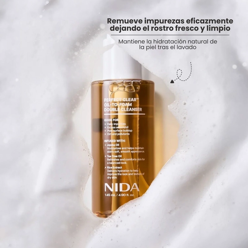 NIDA ACEITE LIMPIADOR PARA DOBLE LIMPIEZA PURIFICANTE SUAVIZANTE - 145 ML - 3