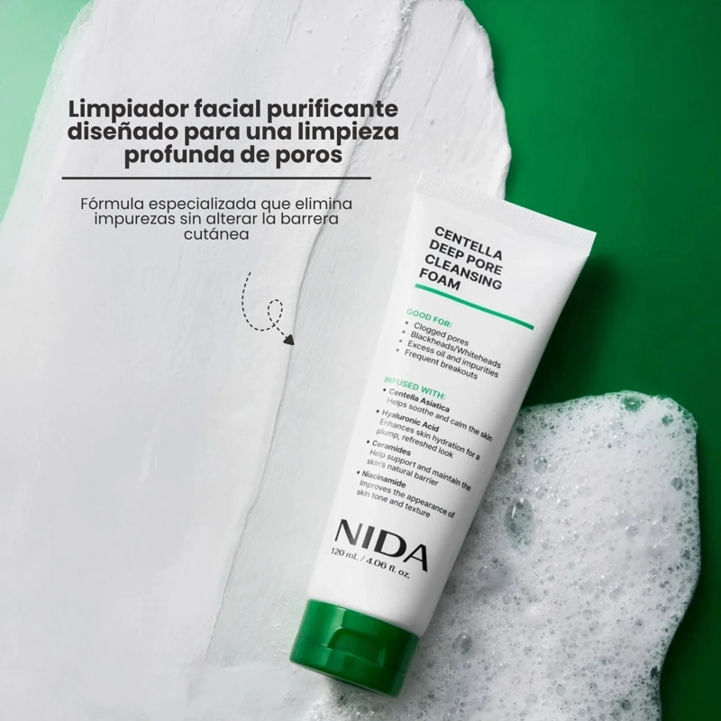 NIDA JABON ESPUMOSO PARA LIMPIEZA PROFUNDA DE POROS CON CICA - 120 ML - 2