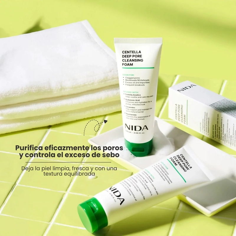 NIDA JABON ESPUMOSO PARA LIMPIEZA PROFUNDA DE POROS CON CICA - 120 ML - 3