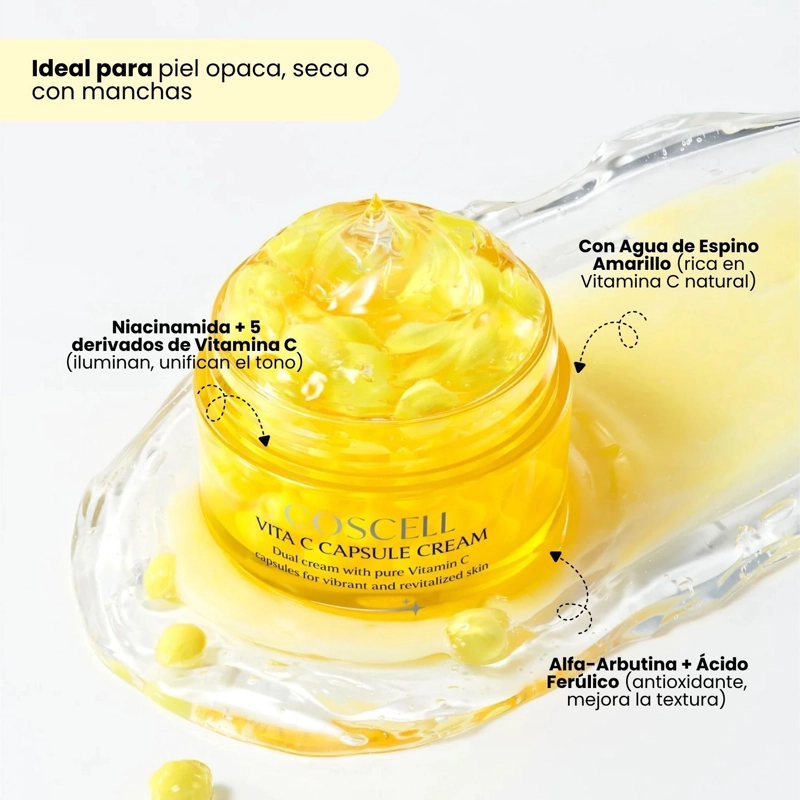 CREMA CON CAPSULAS DE VITAMINA C GLUTATION Y ESPINO AMARILLO COSCELL - 50ML - 4