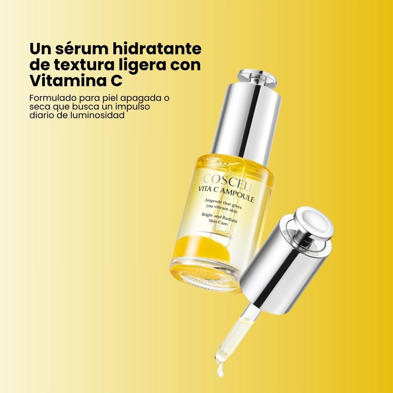 AMPOLLA ILUMINADORA CON 8 TIPOS DE ACIDO HIALURONICO Y DOBLE VITAMINA C COSCELL - 30ML - 2