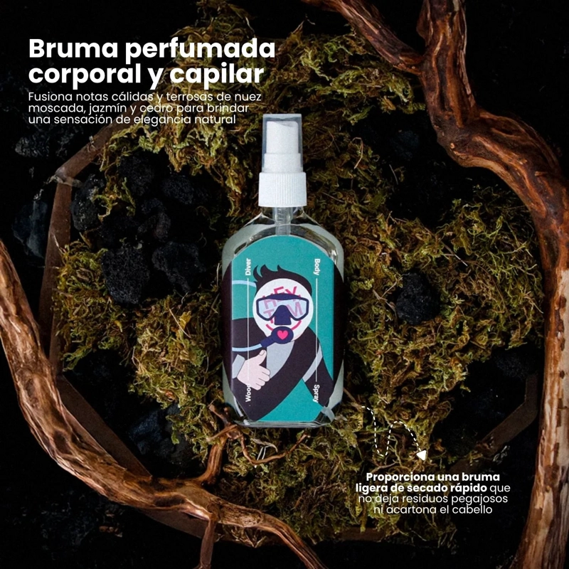 BRUMA CORPORAL Y CAPILAR HEYTOM WOOD DIVER CON FRAGANCIA AMADERADA NUEZ MOSCADA 105ML - 2
