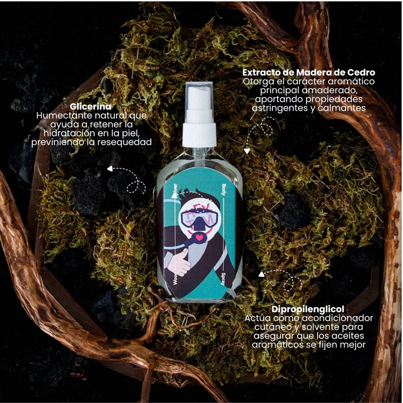 BRUMA CORPORAL Y CAPILAR HEYTOM WOOD DIVER CON FRAGANCIA AMADERADA NUEZ MOSCADA 105ML - 4