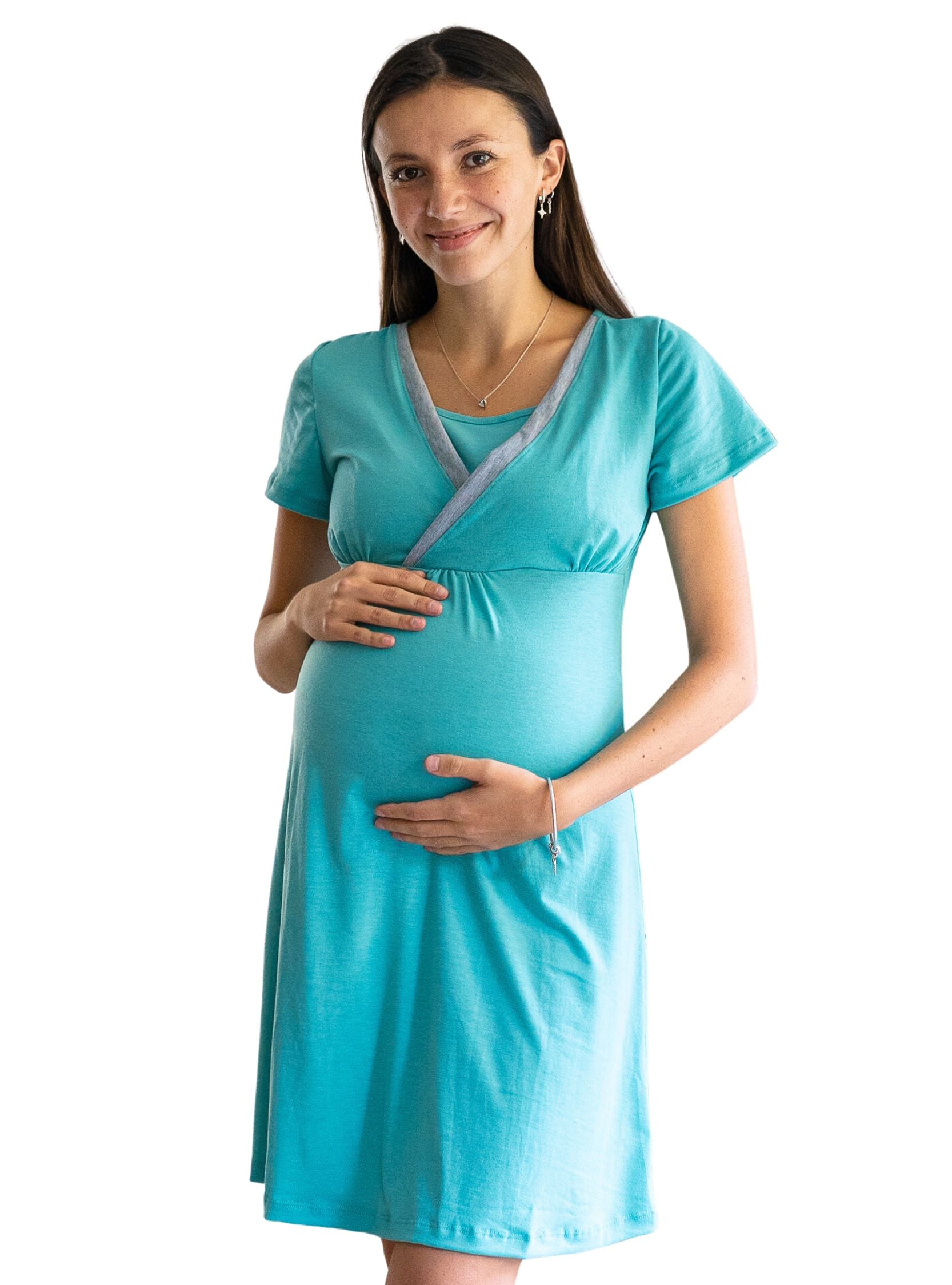 CAMISA DE DORMIR MATERNAL Y LACTANCIA MUJER MITIMA MATERNAL VERDE CLARO MATERNAL AQUA - 2