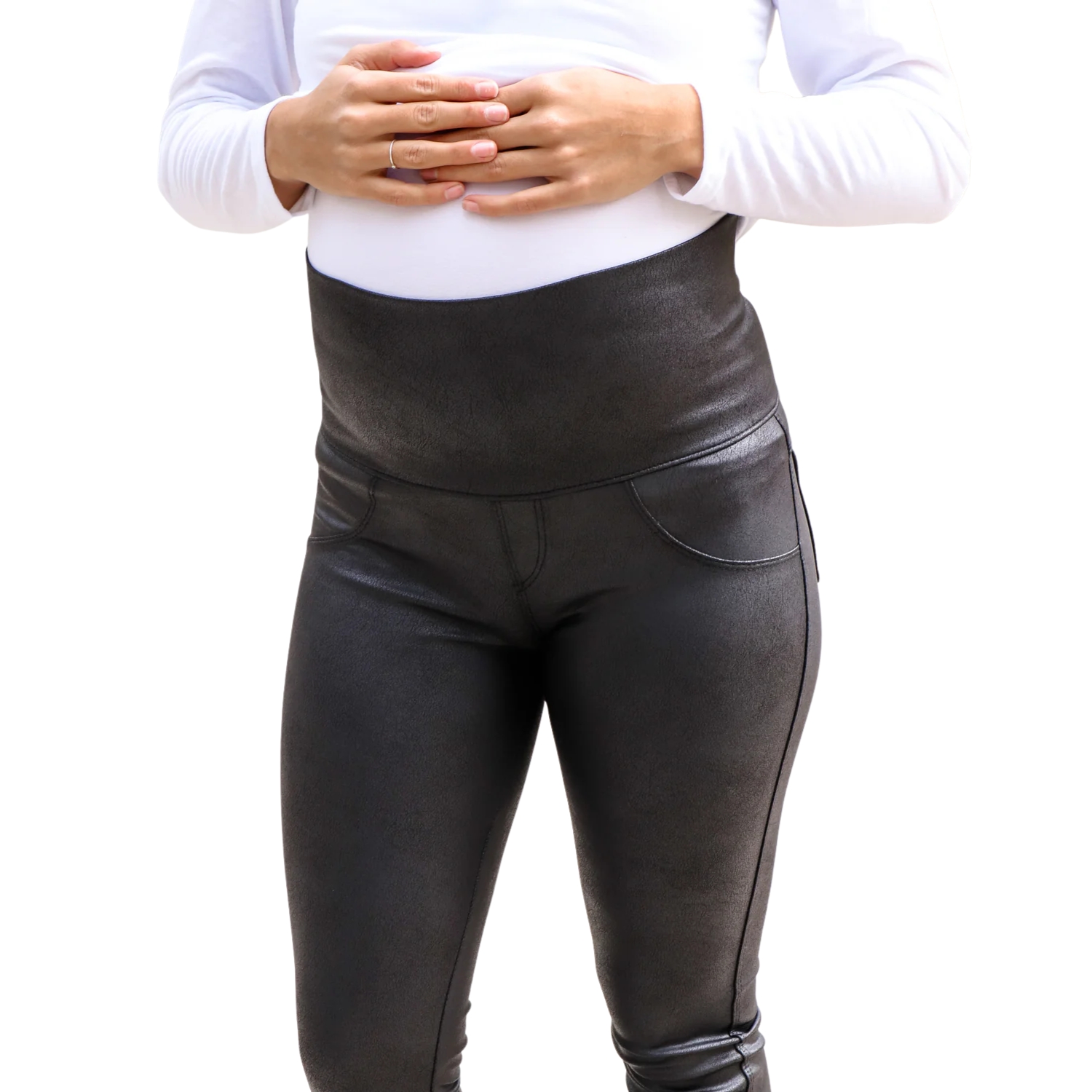 PANTALÓN MATERNAL MITIMA MATERNAL NEGRO ECO CUERO - 2