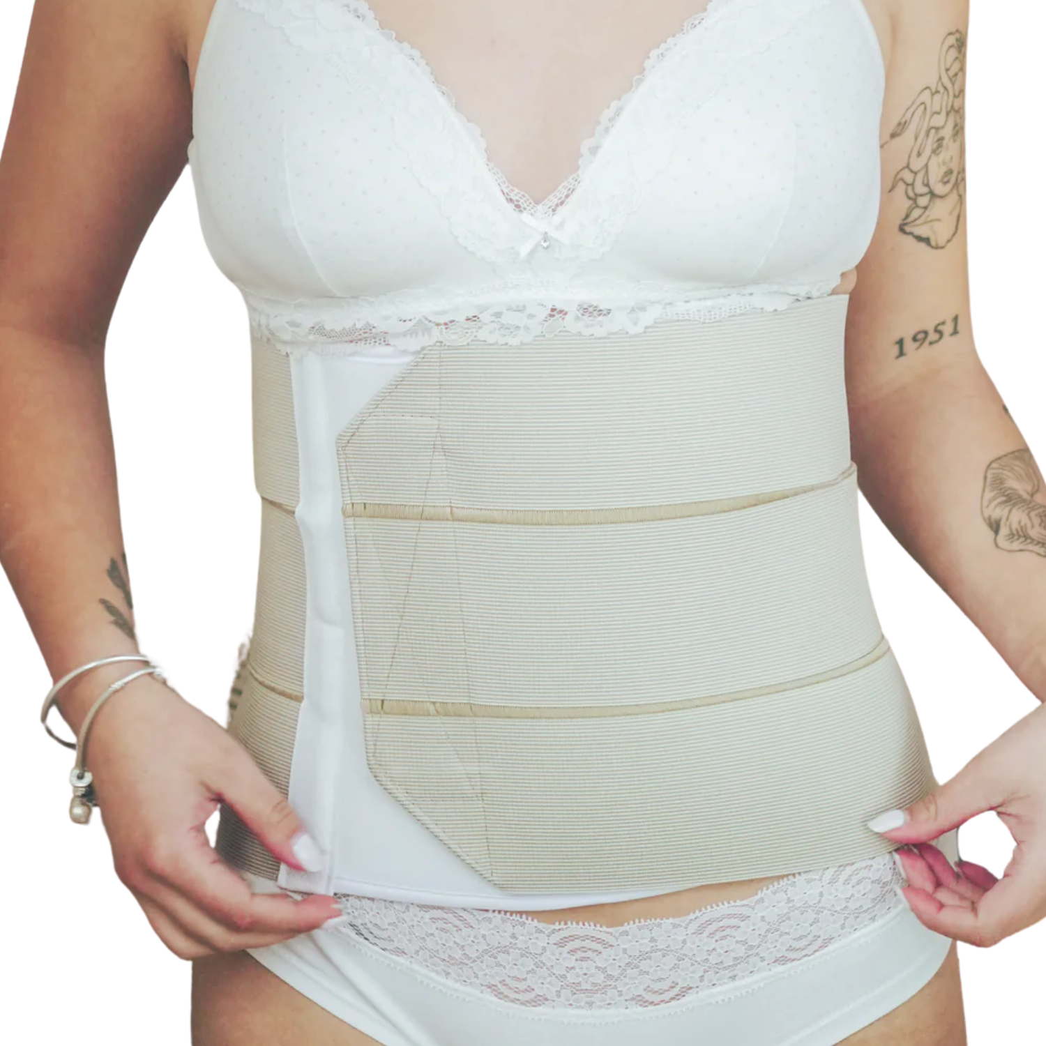 FAJA POST PARTO 3 BANDAS BEIGE S - 1