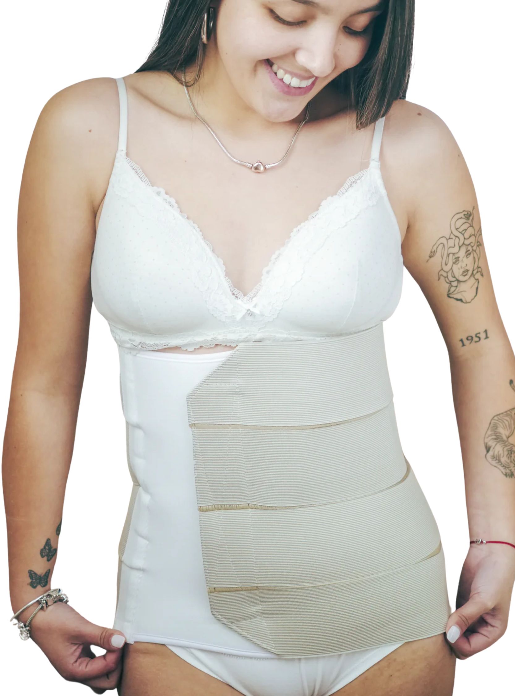 FAJA POST PARTO 4 BANDAS BEIGE XL - 2
