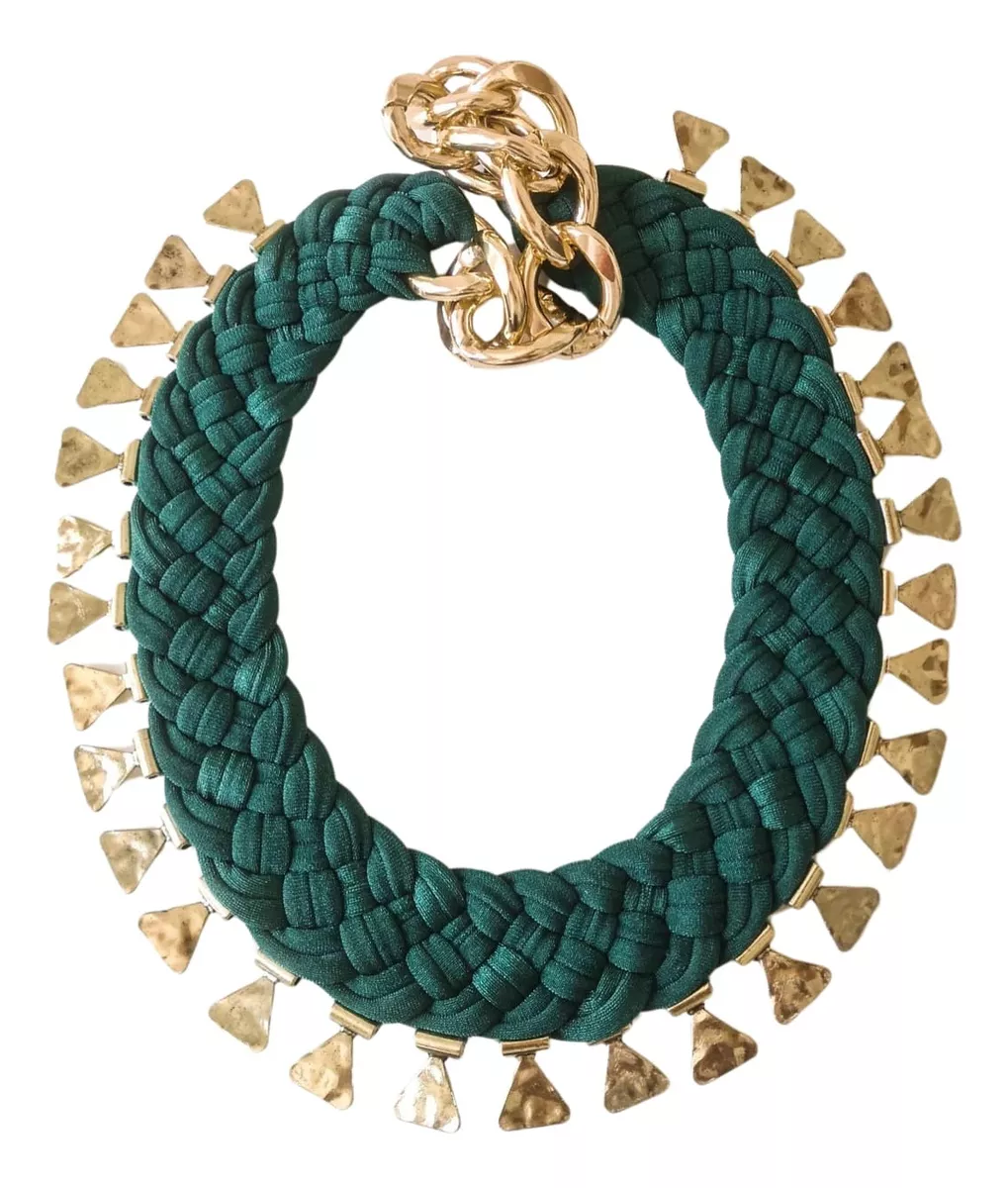 MARIA LA BIYUX COLLAR VERDE TRIANGULAR DORADO - 1