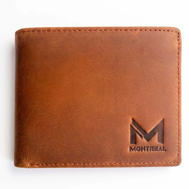 BILLETERA HOMBRE, CUERO GENUINO, ORIGINAL MONTREAL, CON CAJA - 1