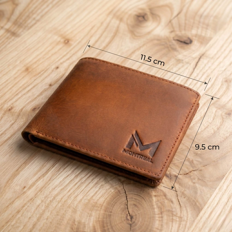 BILLETERA HOMBRE, CUERO GENUINO, ORIGINAL MONTREAL, CON CAJA - 7