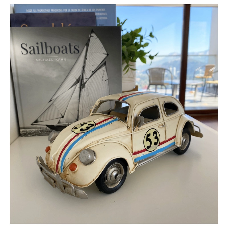 AUTO DE COLECCION A ESCALA, VOLKSWAGEN ESCARABAJO TIPO HERBIE DECORACIÓN VINTAGE - 8