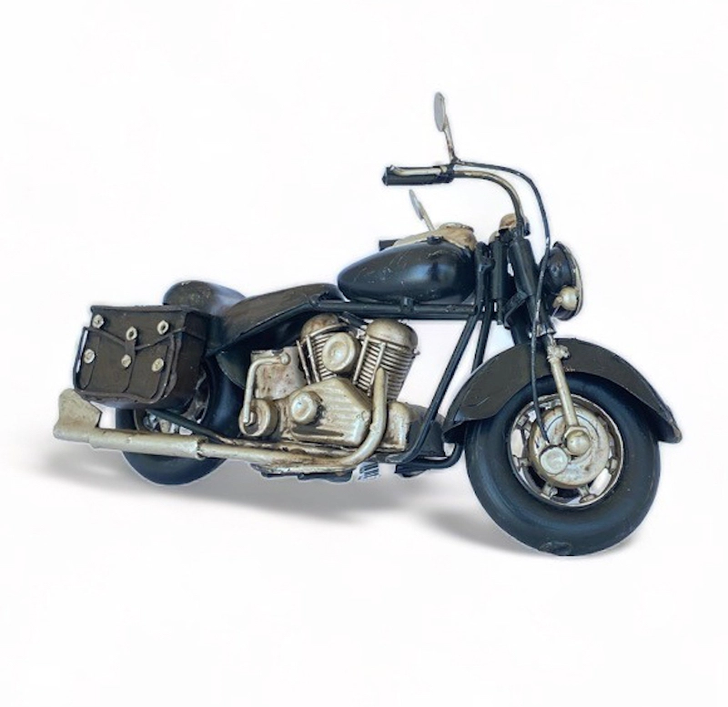 MOTO A ESCALA TIPO HARLEY, DECORACIÓN VINTAGE EN FIERRO M - 1