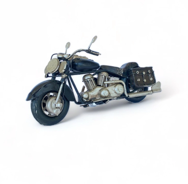 MOTO A ESCALA TIPO HARLEY, DECORACIÓN VINTAGE EN FIERRO M - 2