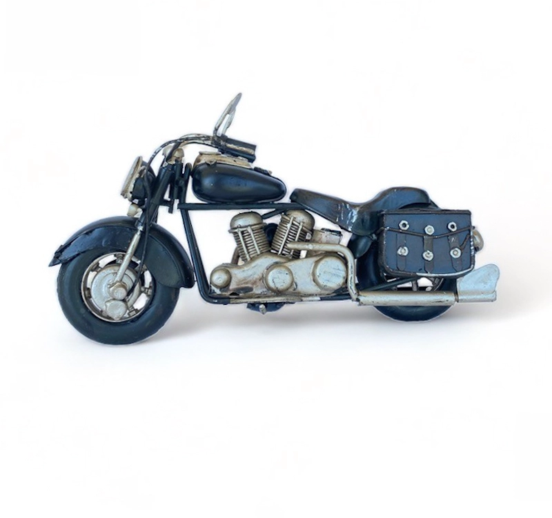 MOTO A ESCALA TIPO HARLEY, DECORACIÓN VINTAGE EN FIERRO M - 3