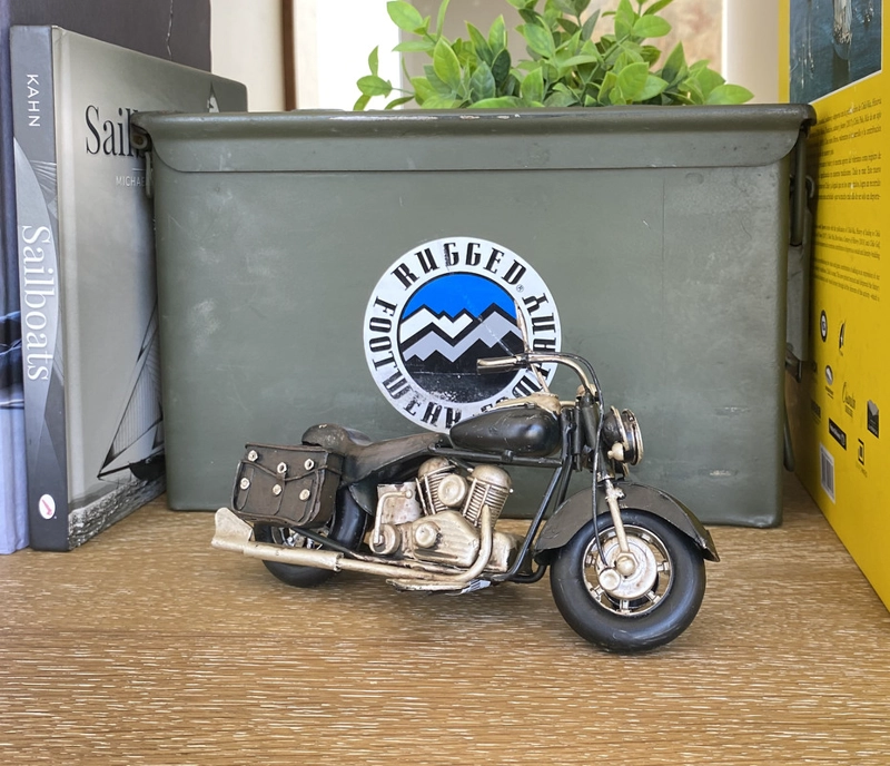 MOTO A ESCALA TIPO HARLEY, DECORACIÓN VINTAGE EN FIERRO M - 5