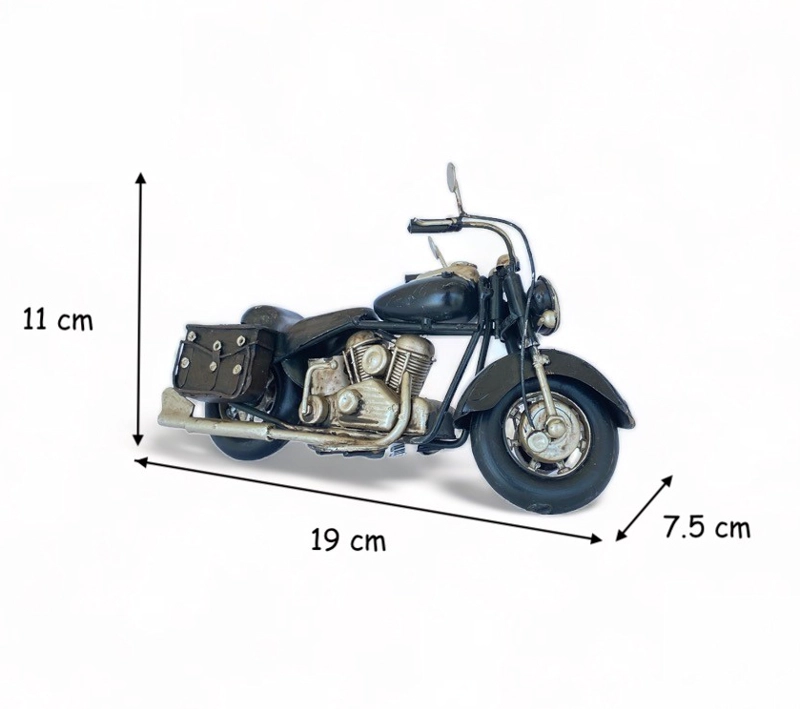 MOTO A ESCALA TIPO HARLEY, DECORACIÓN VINTAGE EN FIERRO M - 6