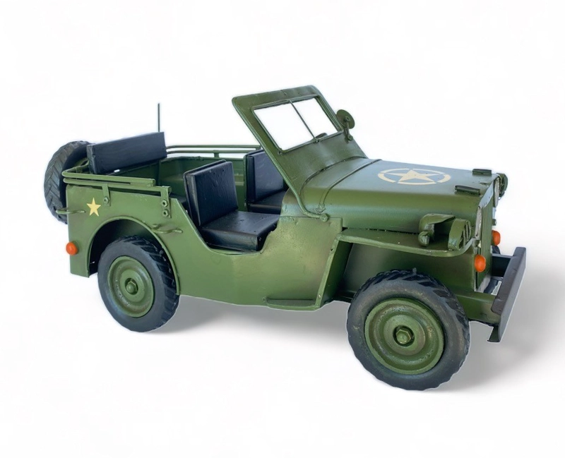 AUTO DE COLECCION JEEP WILLY'S A ESCALA DECORACIÓN VINTAGE EN METAL - 1