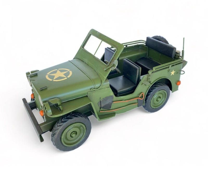 AUTO DE COLECCION JEEP WILLY'S A ESCALA DECORACIÓN VINTAGE EN METAL - 2