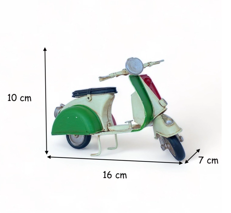 MOTO A ESCALA TIPO VESPA, DECORACIÓN VINTAGE EN FIERRO. - 7