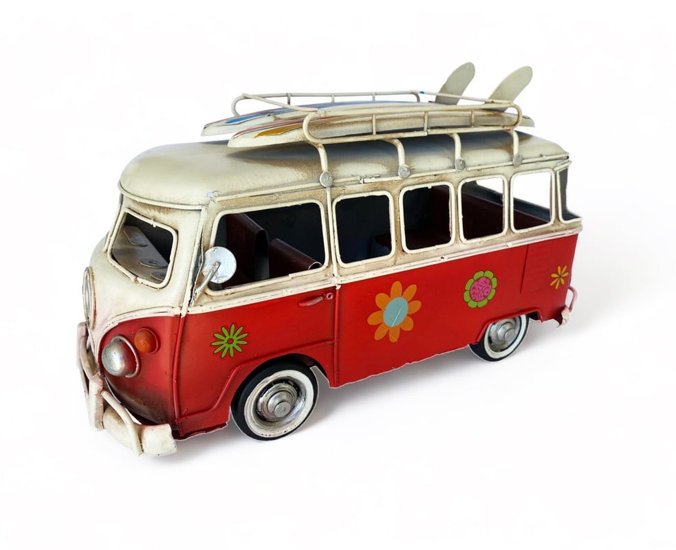 AUTO A ESCALA, KOMBI DE COLECCIÓN DECORACIÓN VINTAGE FIERRO - 1