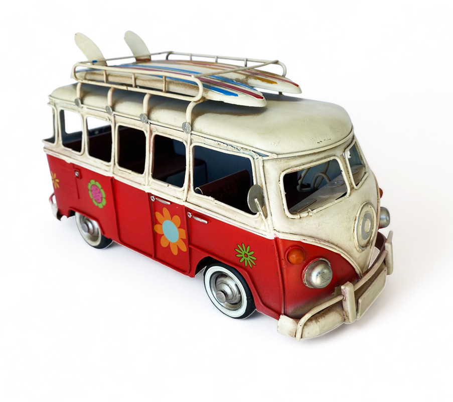 AUTO A ESCALA, KOMBI DE COLECCIÓN DECORACIÓN VINTAGE FIERRO - 3