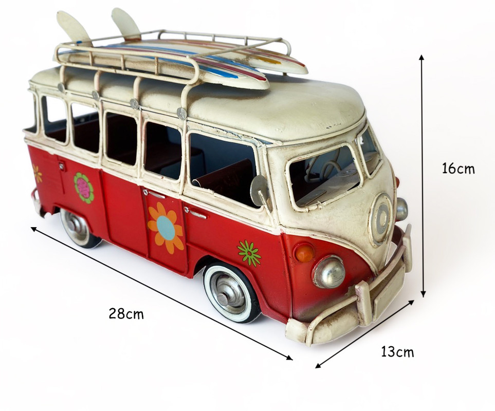 AUTO A ESCALA, KOMBI DE COLECCIÓN DECORACIÓN VINTAGE FIERRO - 7