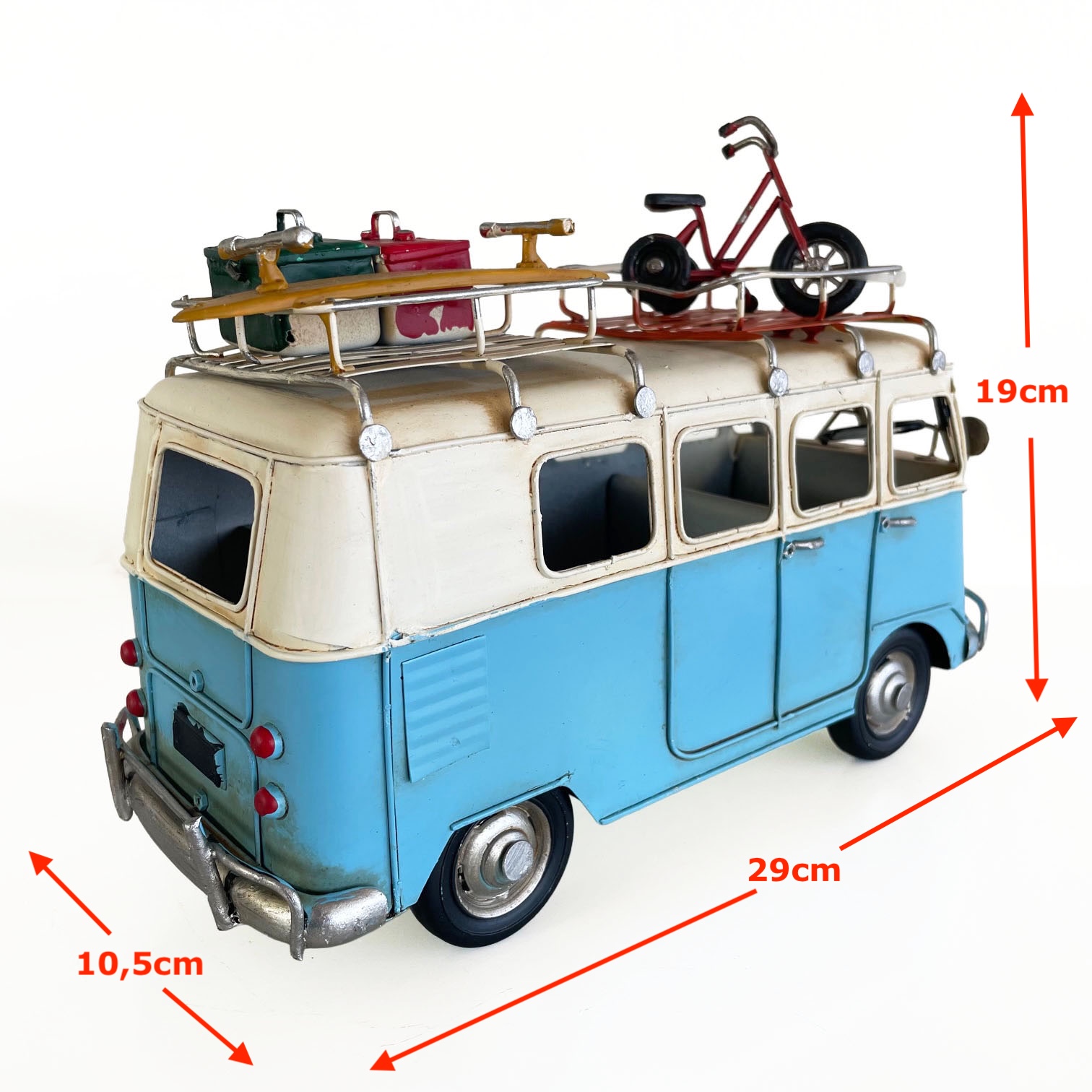 AUTO A ESCALA, KOMBI DE COLECCIÓN DECORACIÓN VINTAGE FIERRO - 6