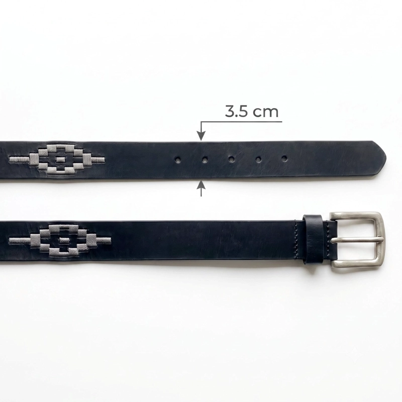 CINTURON HOMBRE CUERO NATURAL BORDADO CORREA CINTO VAQUERO - 7